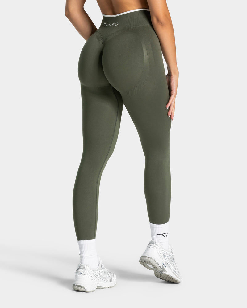 Contrastline Sculpt Scrunch Leggings "Khaki"