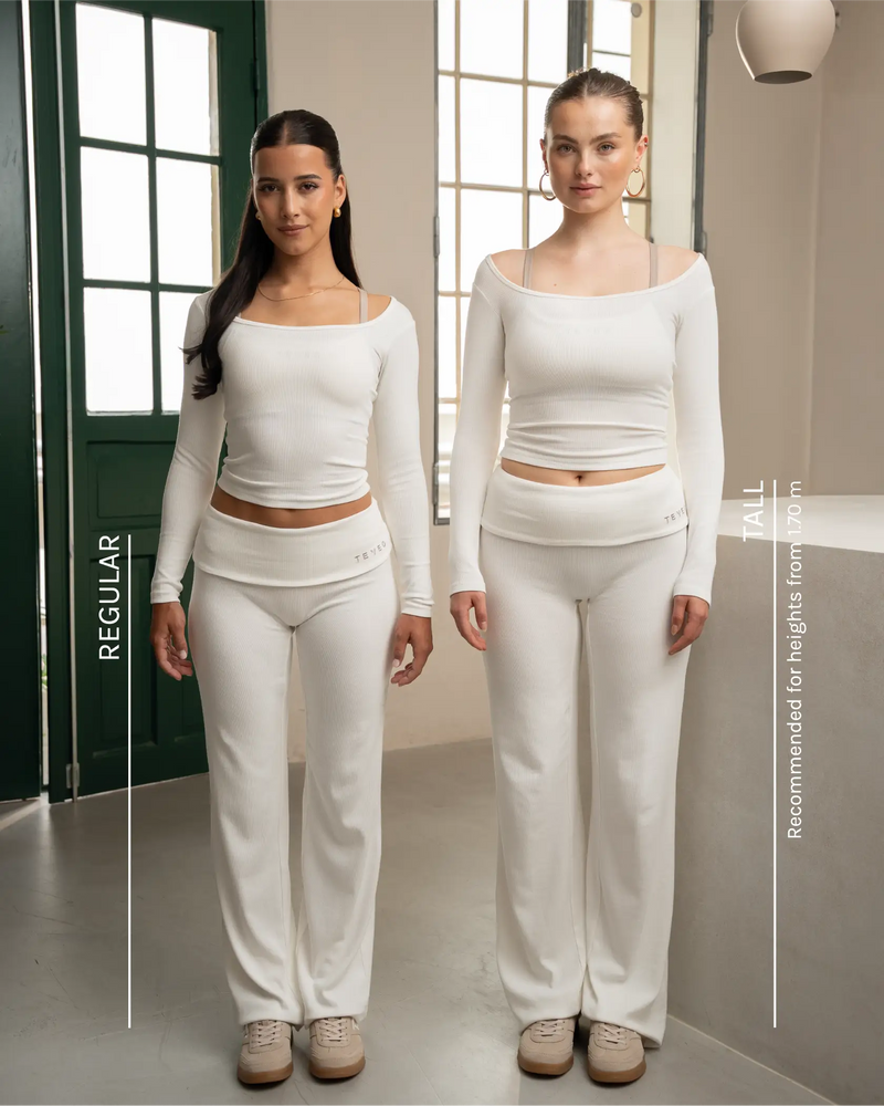 Soft Ribbed Foldover Straight Leg Pants Regular ''Blossom''