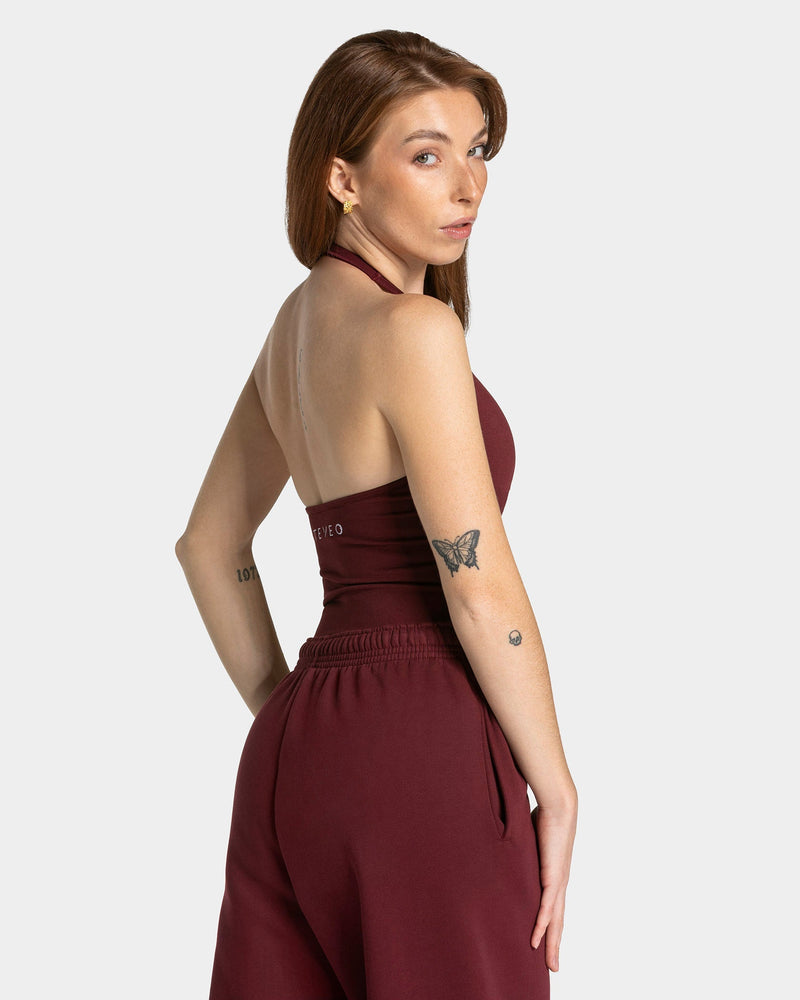 Timeless Pro Neckholder Top "Weinrot"