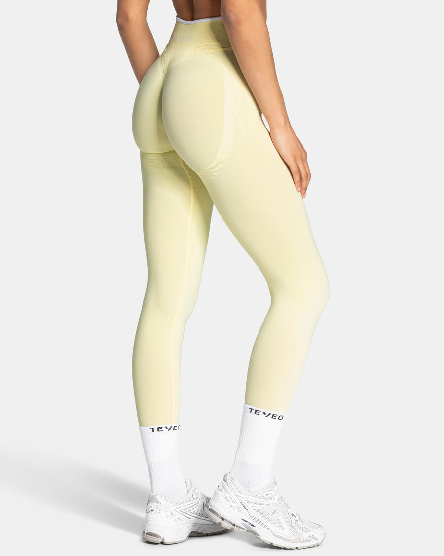 Contrastline Sculpt Scrunch Leggings "Butter Yellow"