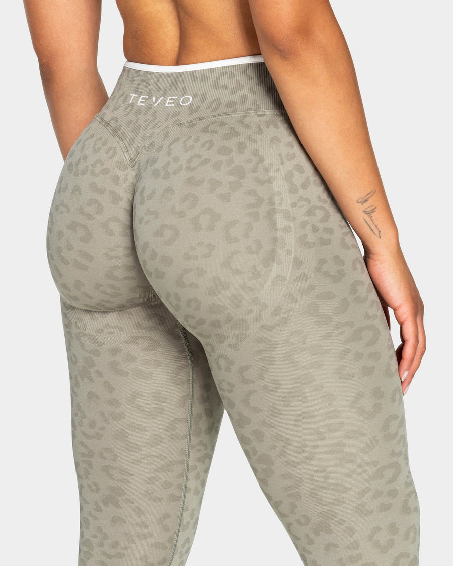 Contrastline Sculpt Scrunch Leggings "Leo Khaki"