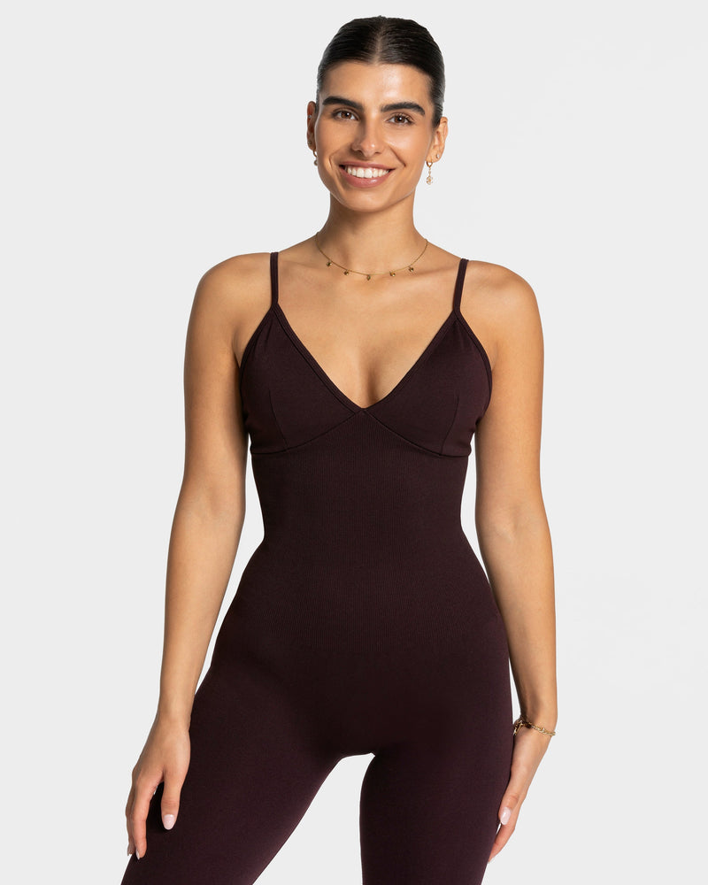 Essence V-Back Covert Scrunch Jumpsuit "Merlot"