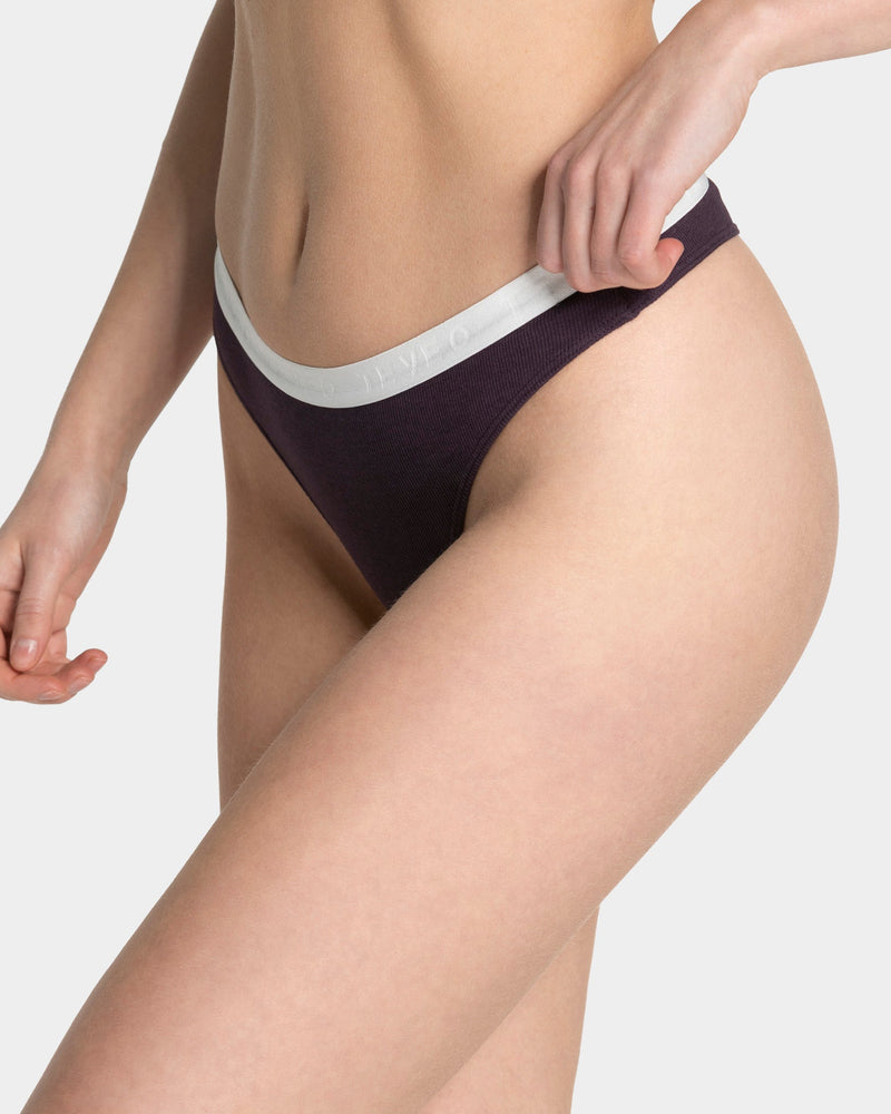 Soft Ribbed Tanga "Blackberry"