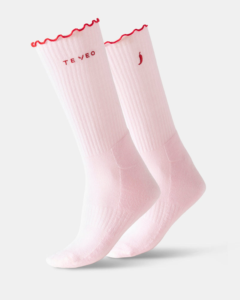 Valentine Ruffle Socken (2er-Pack) "Chili Rosa/Chili Weiß"