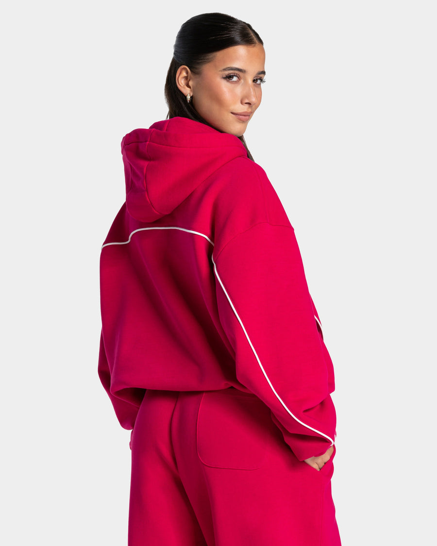 Contrastline Hooded Sweater "Raspberry"
